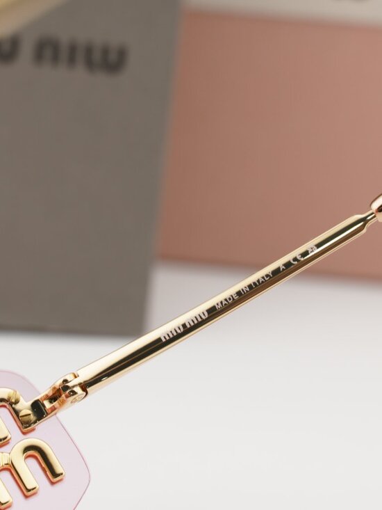 Miu Miu MUA51S 5AK90Y Rectangle Sunglasses – Gold\\ Pink